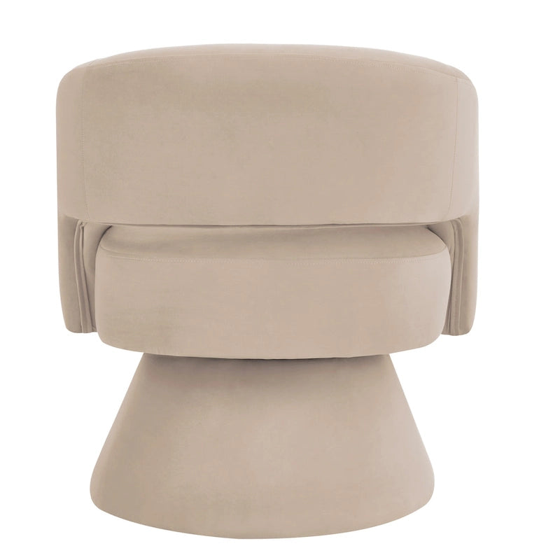 Fauteuil pivotant moderne de style tonneau, fauteuil d'appoint rond en velours rembourré, fauteuil pivotant confortable à 360 degrés avec dossier ouvert