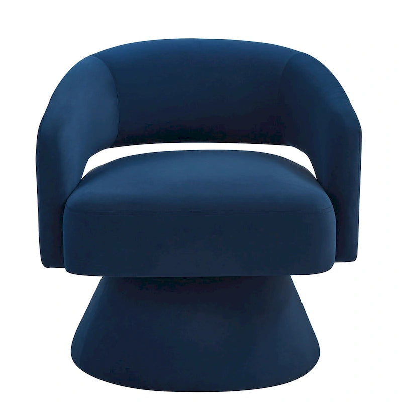 Fauteuil pivotant moderne de style tonneau, fauteuil d'appoint rond en velours rembourré, fauteuil pivotant confortable à 360 degrés avec dossier ouvert