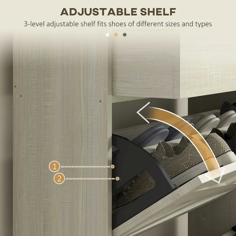 Meuble à chaussures avec portes, meuble de rangement à chaussures à 6 niveaux avec étagères réglables, étagère à chaussures en bois, organisateur de rangement pour chaussures