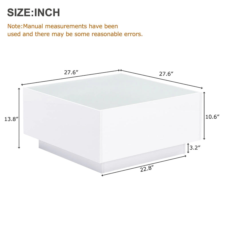 Table basse carrée brillante