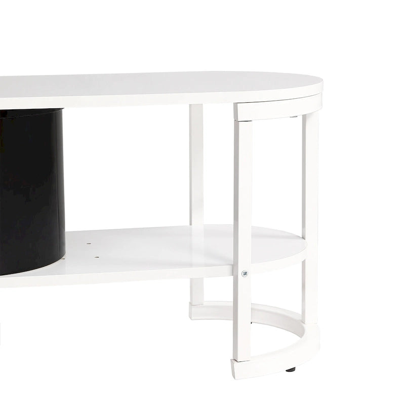 Meuble TV extensible 67,7-76,4 pour téléviseurs jusqu'à 75 pouces, console multimédia avec 3 tiroirs et pieds réglables en métal.