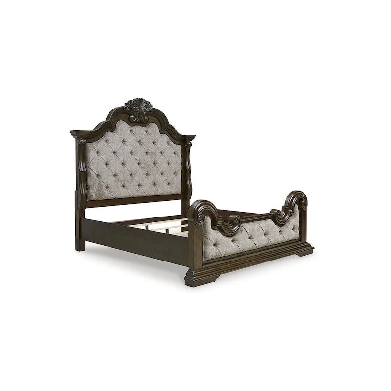 Lit à panneaux rembourrés marron foncé/gris Signature Design by Ashley Maylee