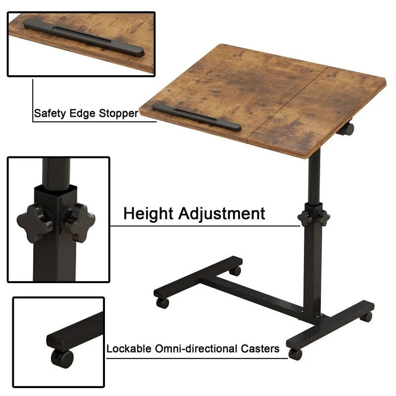 Table d'appoint à roulettes et hauteur réglable - 23,6 cm (P) x 15,9 cm (L) x 35 cm (H)