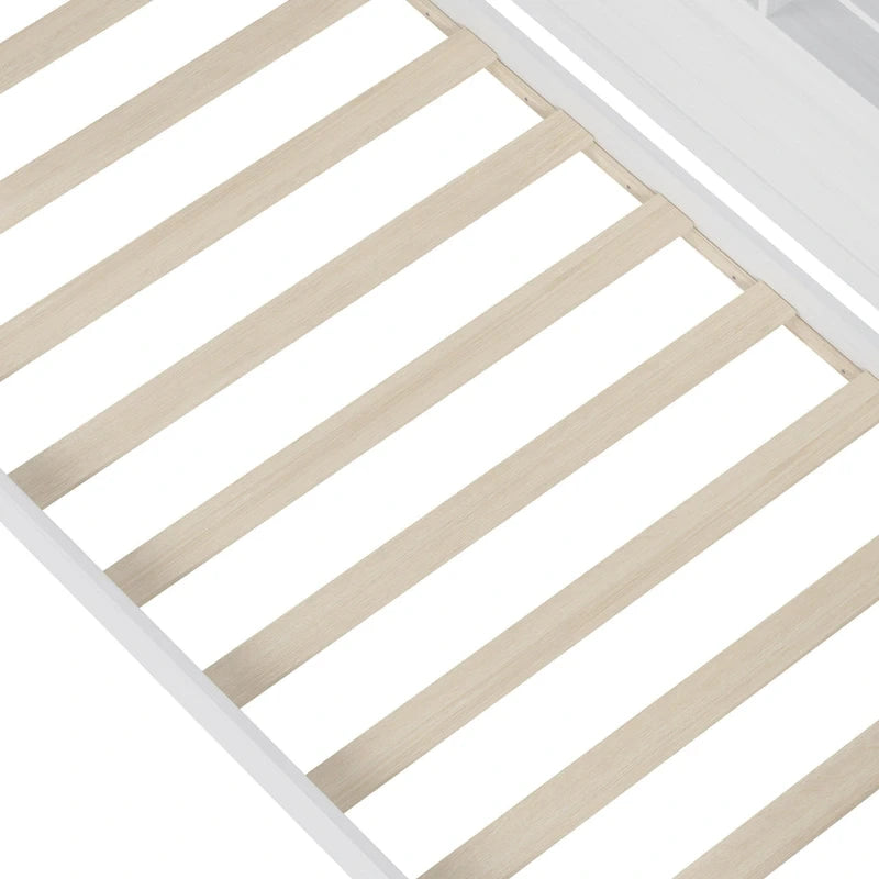 Lit de jour double avec étagères, lit gigogne et bureau