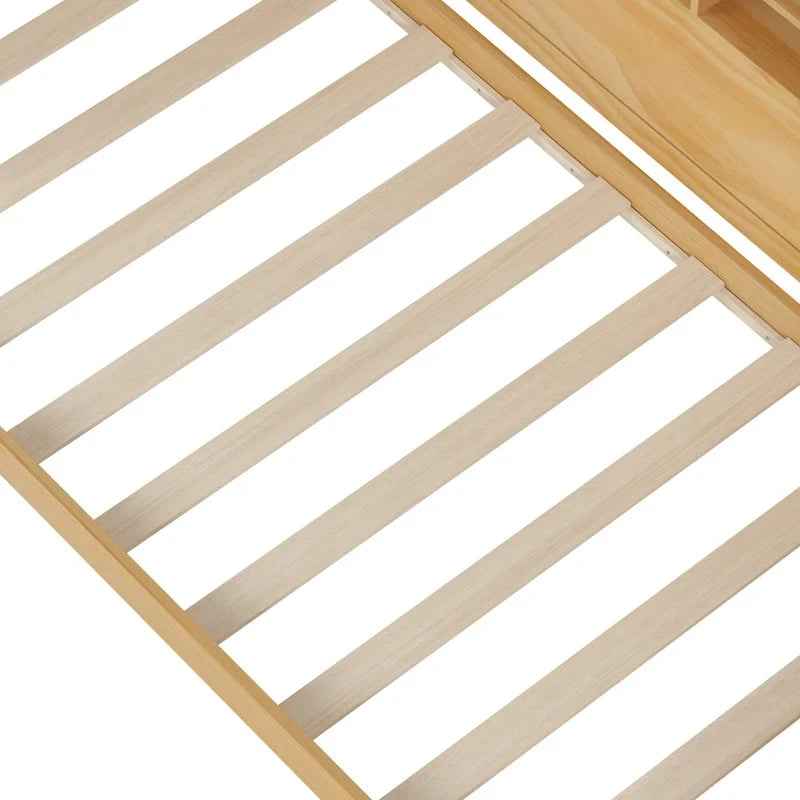 Lit de jour double avec étagères, lit gigogne et bureau