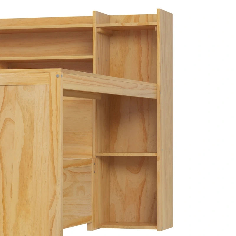 Lit de jour double avec étagères, lit gigogne et bureau