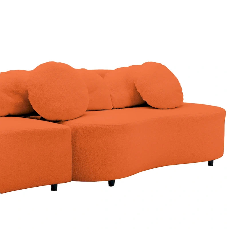 Canapé sans accoudoirs en velours d'agneau 103,5 cm avec 6 coussins et design flottant