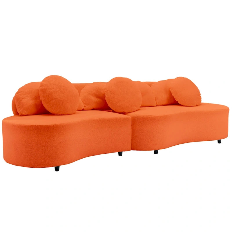 Canapé sans accoudoirs en velours d'agneau 103,5 cm avec 6 coussins et design flottant