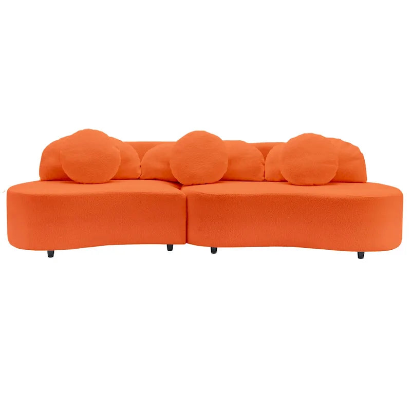 Canapé sans accoudoirs en velours d'agneau 103,5 cm avec 6 coussins et design flottant