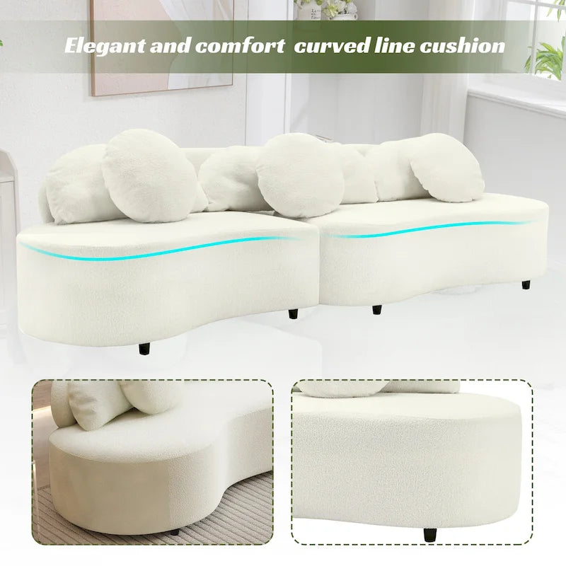 Canapé sans accoudoirs en velours d'agneau 103,5 cm avec 6 coussins et design flottant