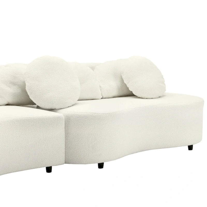 Canapé sans accoudoirs en velours d'agneau 103,5 cm avec 6 coussins et design flottant