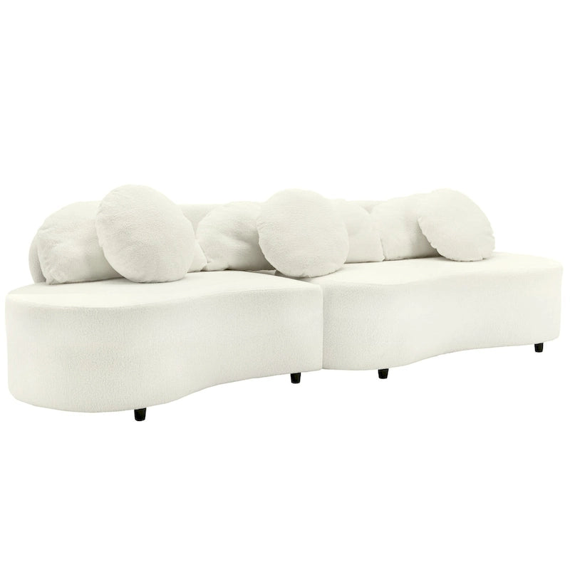 Canapé sans accoudoirs en velours d'agneau 103,5 cm avec 6 coussins et design flottant