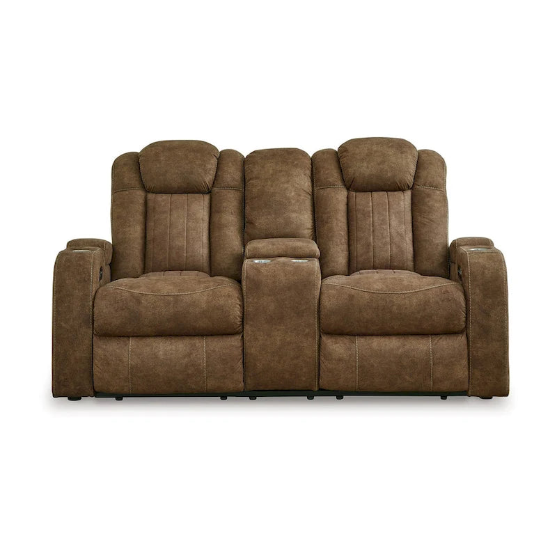 Canapé inclinable électrique Zane, deux places, appui-tête réglable, suédine synthétique grise