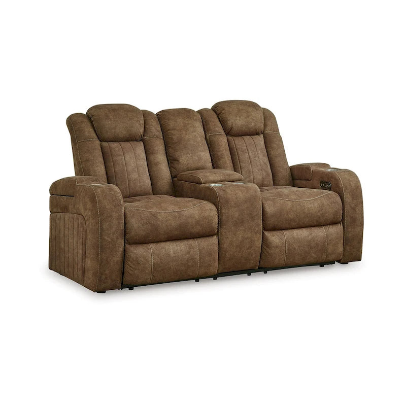 Canapé inclinable électrique Zane, deux places, appui-tête réglable, suédine synthétique grise