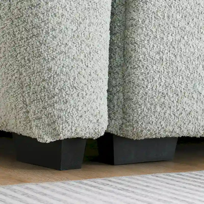 Canapé d'angle en tissu bouclé 100 cm avec pouf amovible