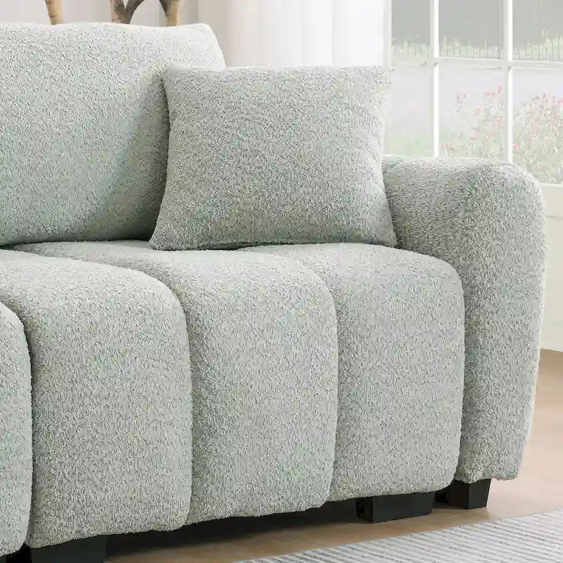 Canapé d'angle en tissu bouclé 100 cm avec pouf amovible
