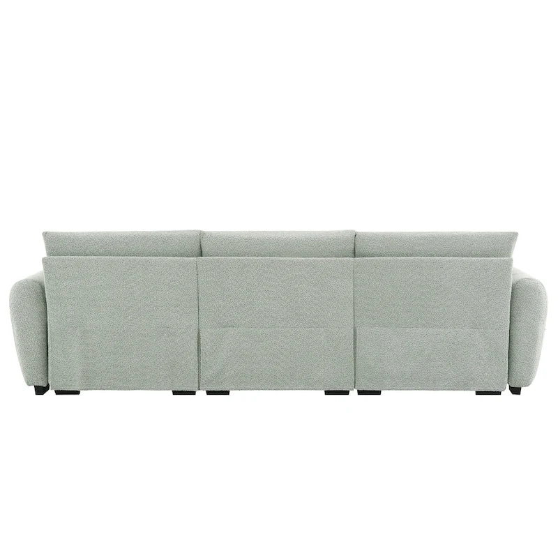 Canapé d'angle en tissu bouclé 100 cm avec pouf amovible