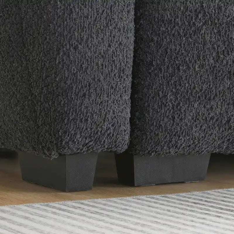 Canapé d'angle en tissu bouclé 100 cm avec pouf amovible