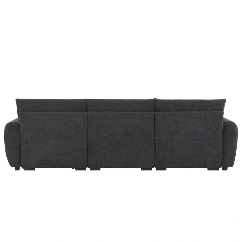 Canapé d'angle en tissu bouclé 100 cm avec pouf amovible
