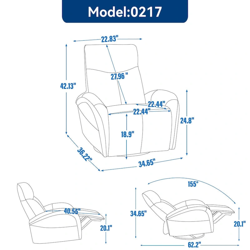 Fauteuil inclinable électrique pivotant et à bascule en cuir véritable 270 pour personnes âgées, canapé une place de salon avec soutien lombaire et accoudoirs arrondis