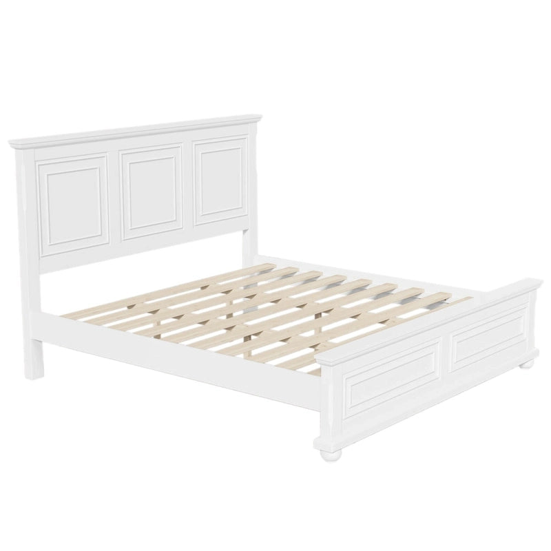 Lit plateforme traditionnel en pin blanc, format king size, avec sommier à lattes en bois pour chambre à coucher