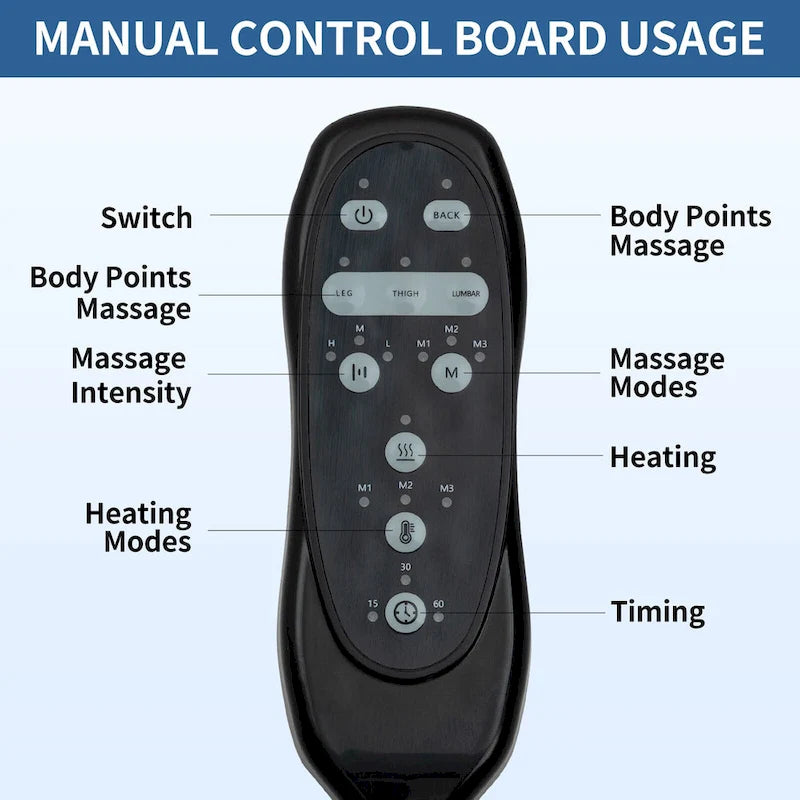 Fauteuil inclinable Blue Lift avec massage à 8 points, chauffage lombaire, deux ports USB et porte-gobelets en acier inoxydable