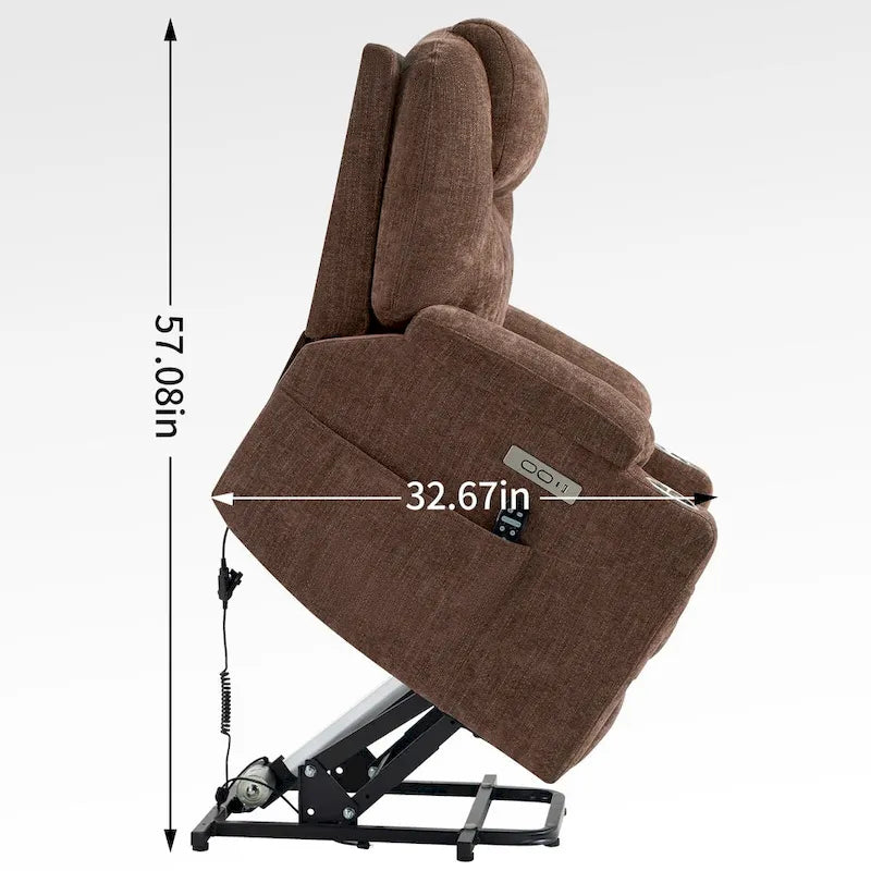 Fauteuil inclinable Blue Lift avec massage à 8 points, chauffage lombaire, deux ports USB et porte-gobelets en acier inoxydable