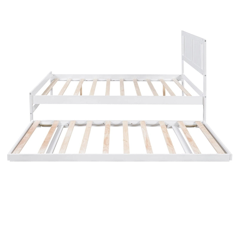 Lit plateforme moderne en pin, taille standard, avec lit gigogne réglable