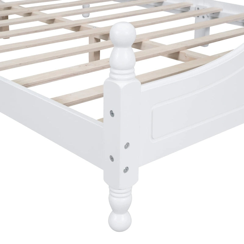 Lit plateforme rétro en pin avec tête et pied de lit