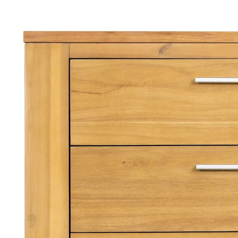 Commode verticale à 5 tiroirs en bois massif avec poignée en métal pour chambre ou salon