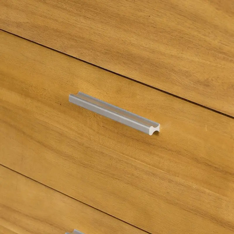 Commode verticale à 5 tiroirs en bois massif avec poignée en métal pour chambre ou salon