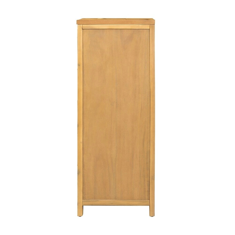 Commode verticale à 5 tiroirs en bois massif avec poignée en métal pour chambre ou salon