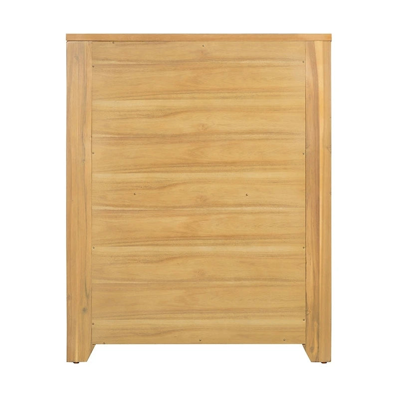Commode verticale à 5 tiroirs en bois massif avec poignée en métal pour chambre ou salon