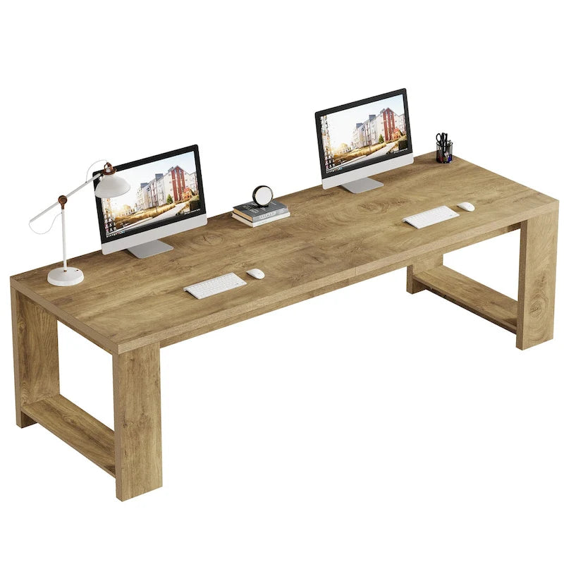Bureau pour 2 personnes, bureau extra long de 86 pouces, poste de travail double pour ordinateur