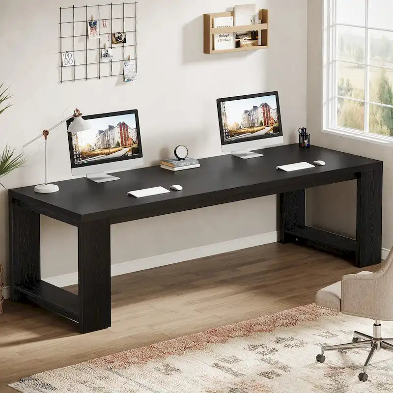 Bureau pour 2 personnes, bureau extra long de 86 pouces, poste de travail double pour ordinateur