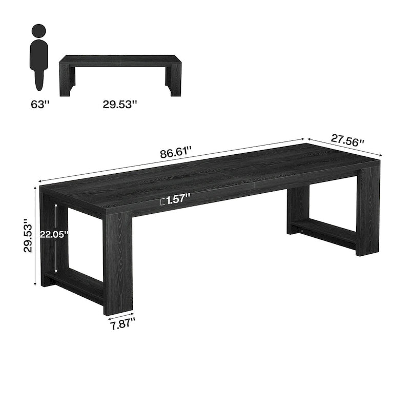 Bureau pour 2 personnes, bureau extra long de 86 pouces, poste de travail double pour ordinateur