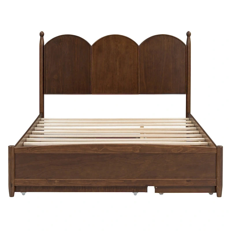 Cadre de lit Queen Size avec lit gigogne Twin XL et 2 grands tiroirs, lit plateforme en bois avec tête de lit et sommier à lattes