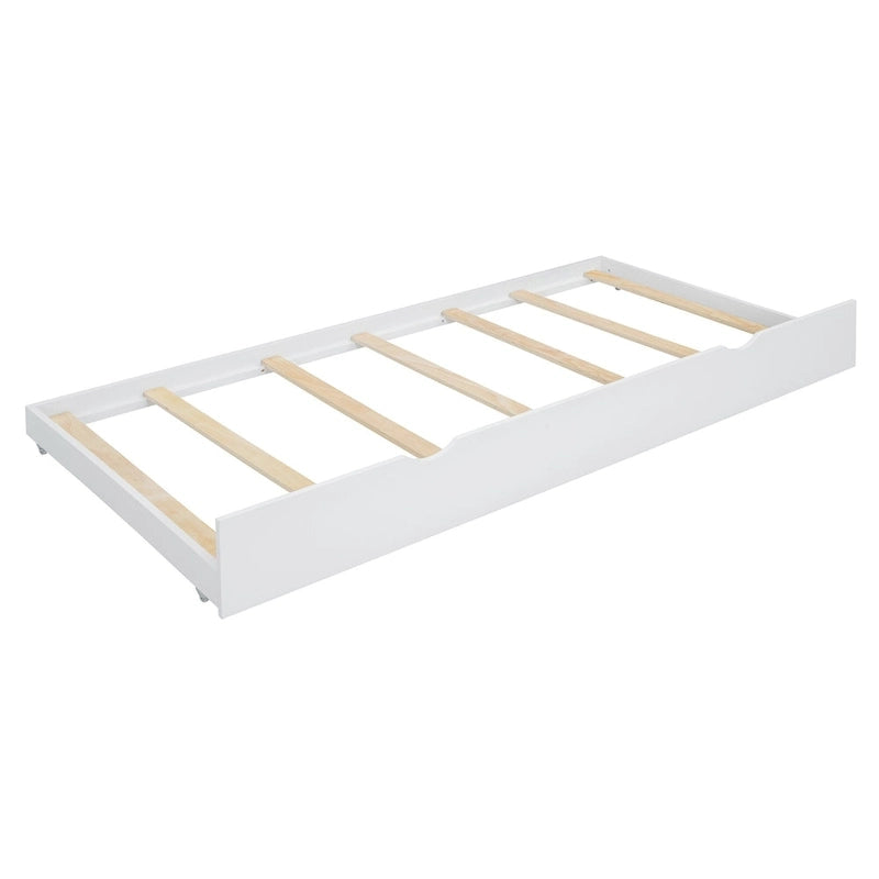 Cadre de lit Queen Size avec lit gigogne Twin XL et 2 grands tiroirs, lit plateforme en bois avec tête de lit et sommier à lattes