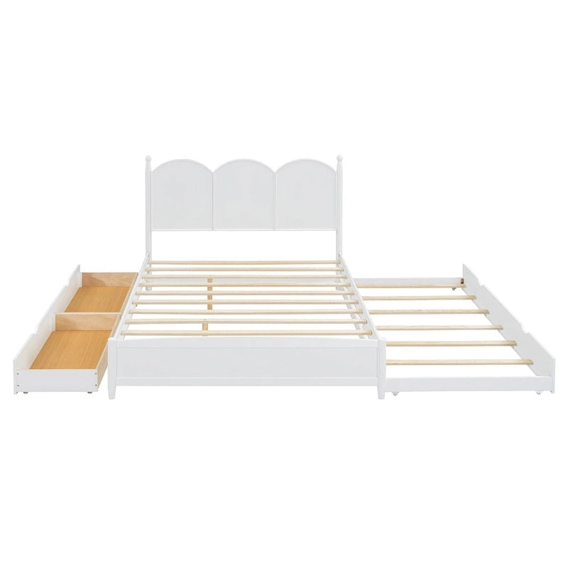 Cadre de lit Queen Size avec lit gigogne Twin XL et 2 grands tiroirs, lit plateforme en bois avec tête de lit et sommier à lattes