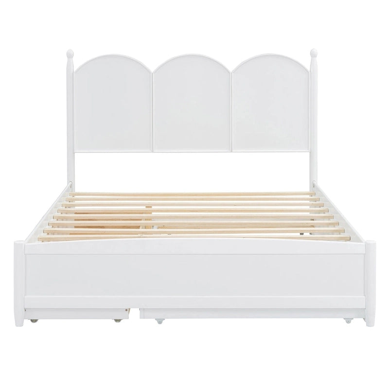 Cadre de lit Queen Size avec lit gigogne Twin XL et 2 grands tiroirs, lit plateforme en bois avec tête de lit et sommier à lattes