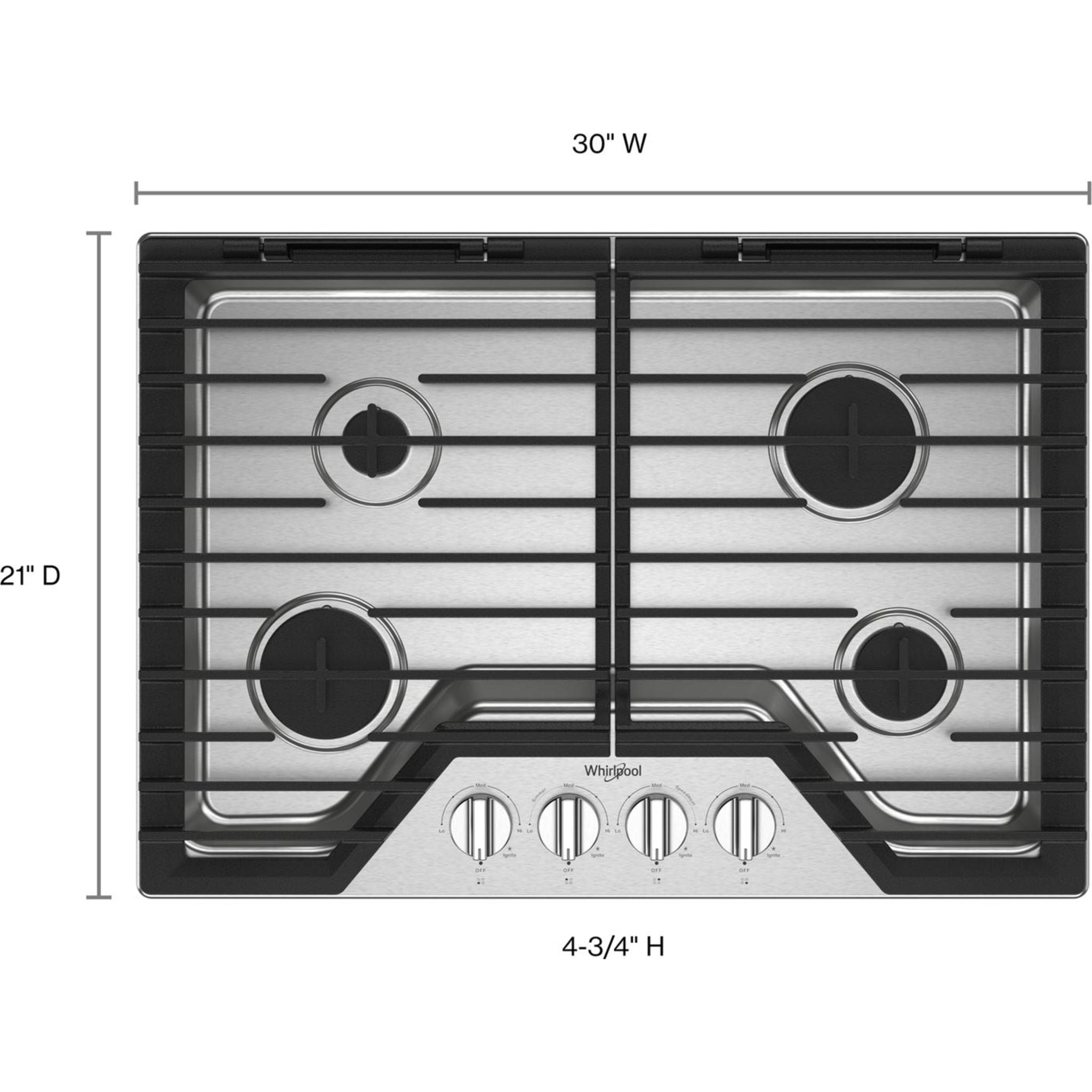 Plaque de cuisson à gaz Whirlpool 30 (WCGK5030PS) - Acier inoxydable