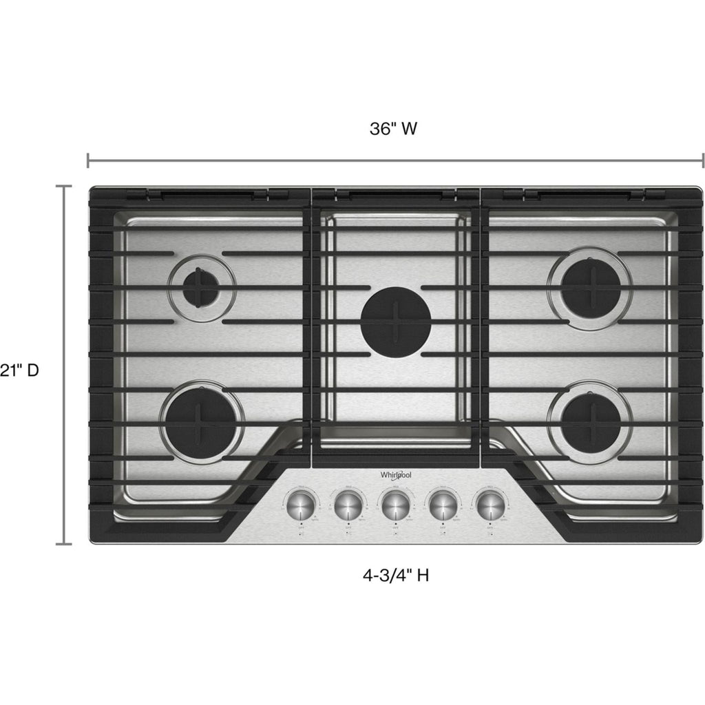 Plaque de cuisson à gaz Whirlpool 36 (WCGK7036PS) - Acier inoxydable