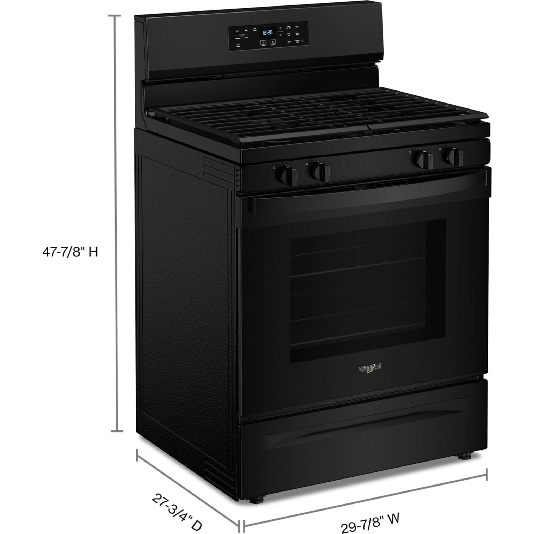 Cuisinière à gaz Whirlpool 30 pouces (WFGS3530RB) - Noire