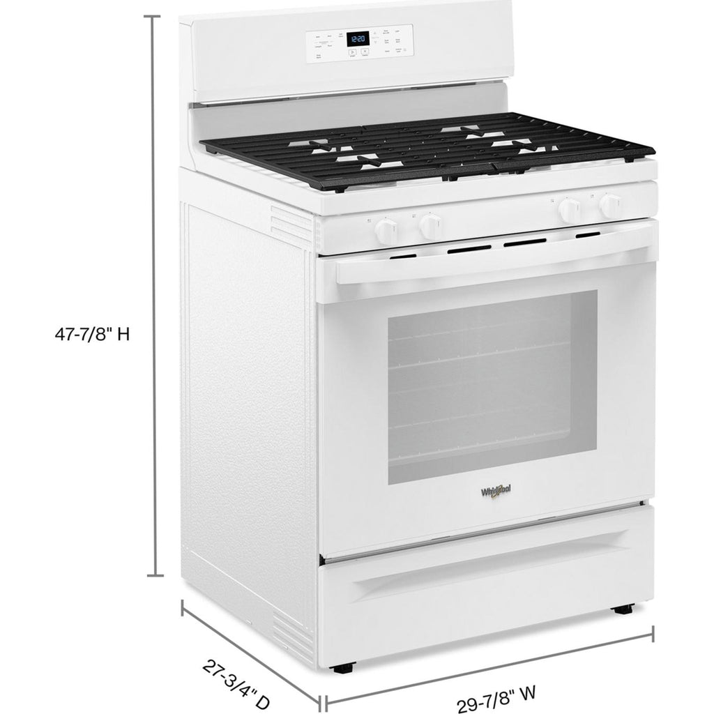 Cuisinière à gaz Whirlpool 30 pouces (WFGS3530RW) - Blanche