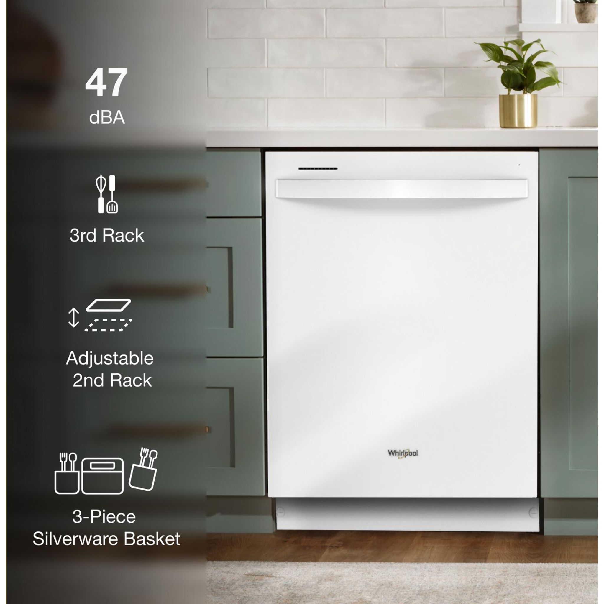 Lave-vaisselle Whirlpool avec cuve en acier inoxydable (WDT750SAKW) - Blanc