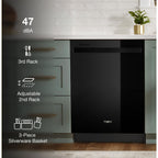 Lave-vaisselle Whirlpool avec cuve en acier inoxydable (WDT750SAKB) - Noir