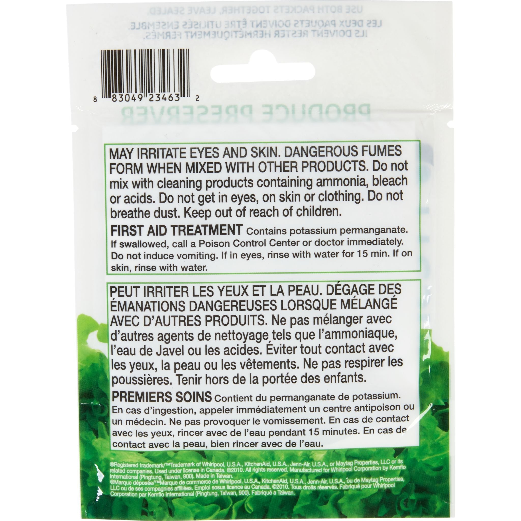 Kit de recharge pour conservateur de fruits et légumes Whirlpool (W10346771A)