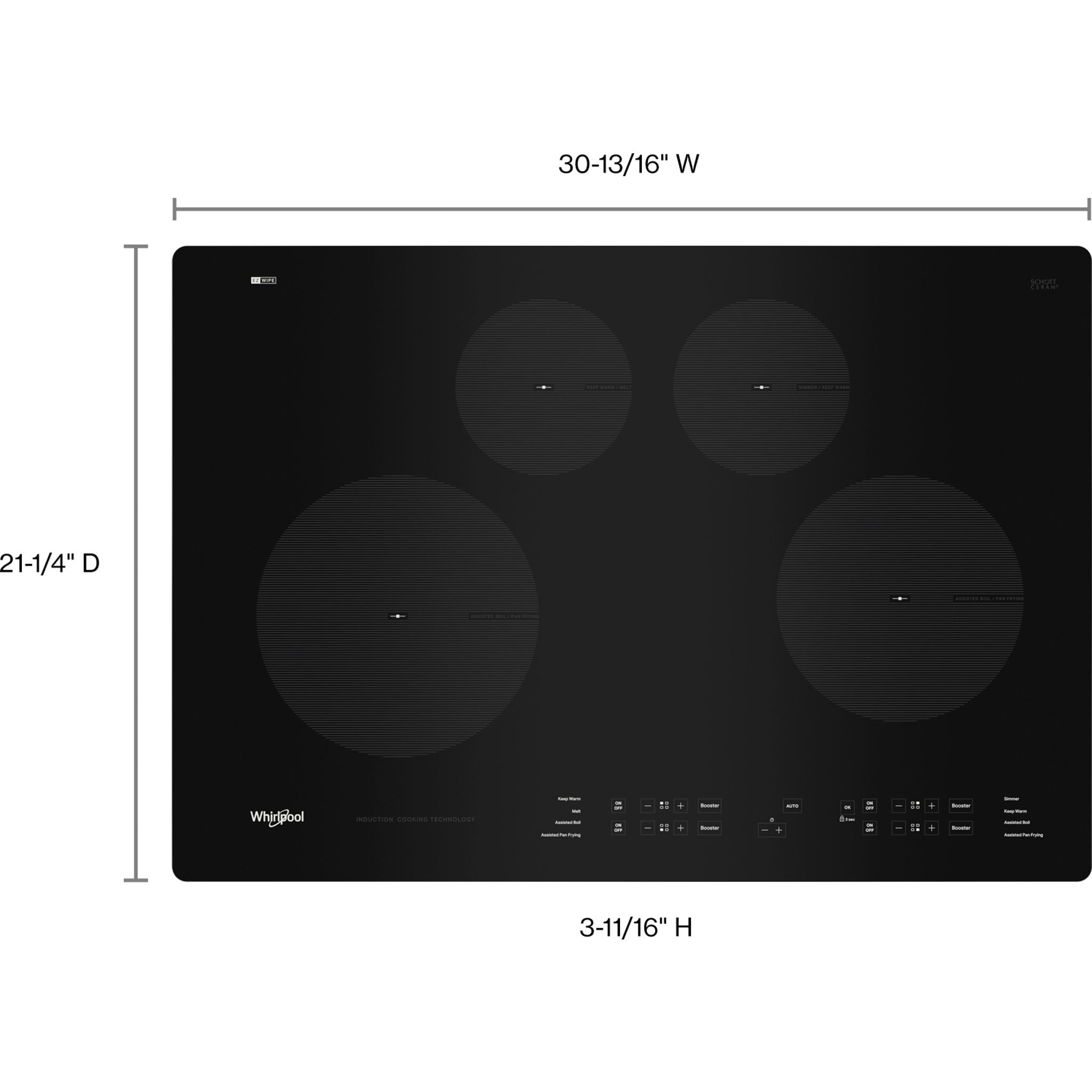 Plaque de cuisson à induction Whirlpool 30 pouces (WCI55US0JB) - NOIRE