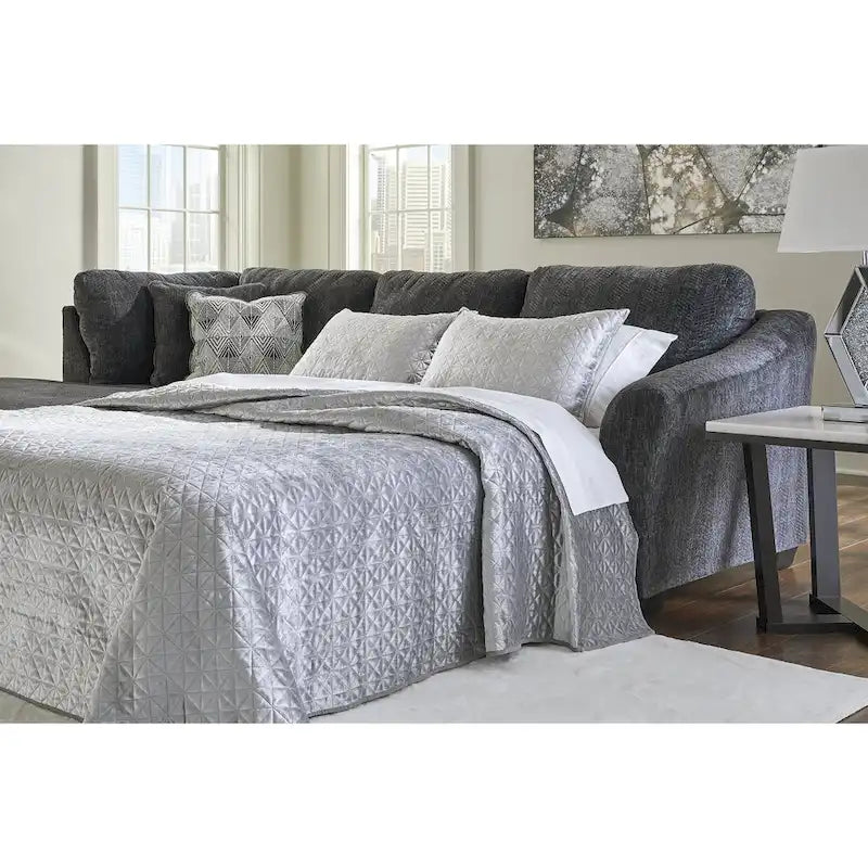 Canapé-lit d'angle 2 pièces avec méridienne, Signature Design by Ashley Biddeford Ebony - 120 cm (L) x 75 cm (P) x 40 cm (H)