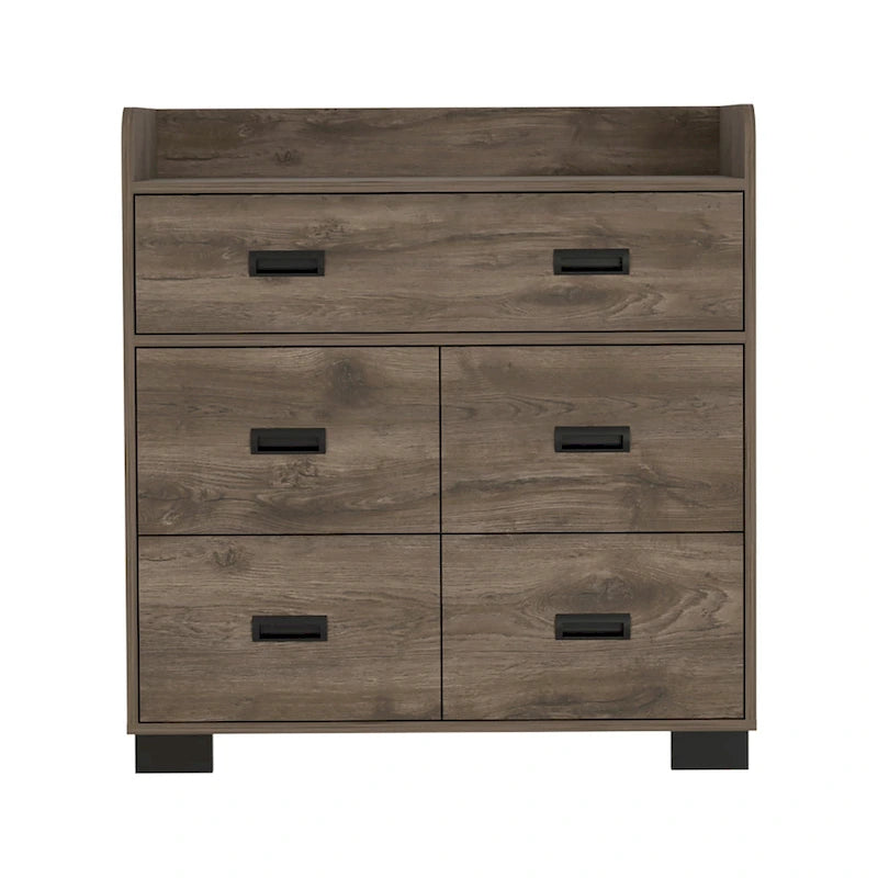 Commode Alyn de 84 cm de large avec 4 pieds, 4 tiroirs et 1 tiroir double.